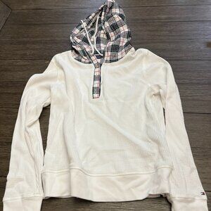 Tommy Hilfiger Waffle Long Sleeve Shirt with Plaid Hood